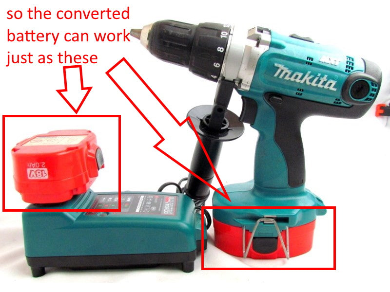 Makita 18v slide on to post style battery convertor, adaptor, lxt to nicd range