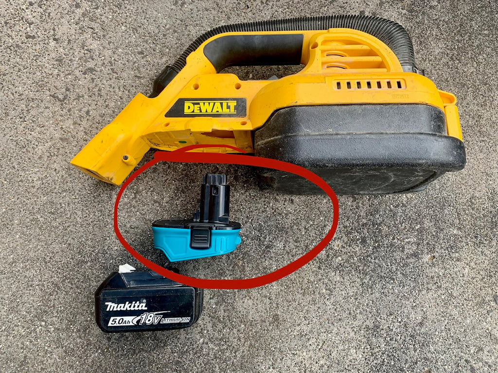 Makita 18v slide on to Dewalt post style battery convertor, adaptor, LXT to XRP range