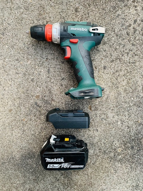 Makita 18v battery adaptor to Metabo / Rothenberger tools, with fuel gauge