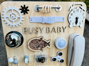 Busy Board Toddler Toy - Wooden Sensory Board - Baby Activity Board - Busy Board for 1 year old - Montessori Wooden Board