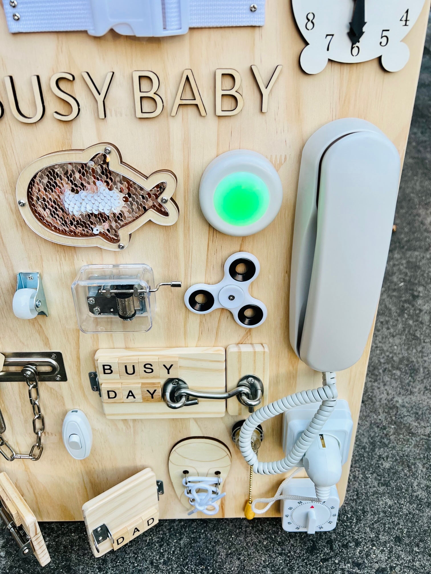 Busy Board Toddler Toy - Wooden Sensory Board - Baby Activity Board - Busy Board for 1 year old - Montessori Wooden Board