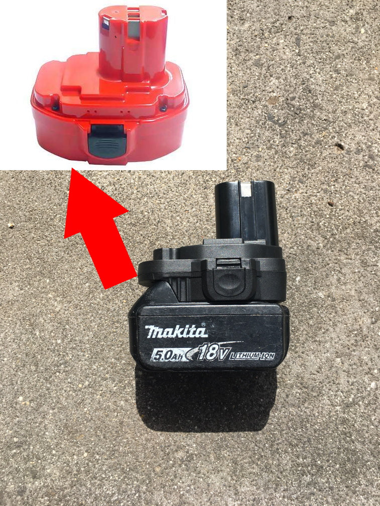 Makita 18v slide on to post style battery convertor, adaptor, lxt to nicd range